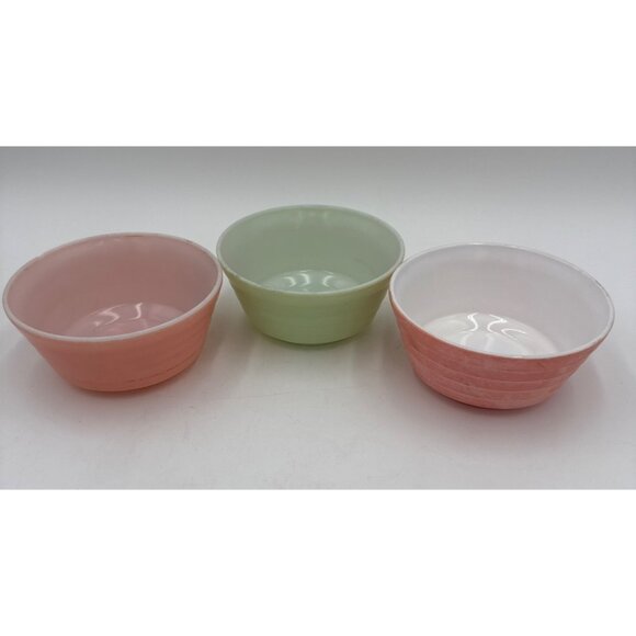 3 Vintage Hazel Atlas MODERNTONE Platonite Pastel Cereal or Soup Bowls - Picture 1 of 10